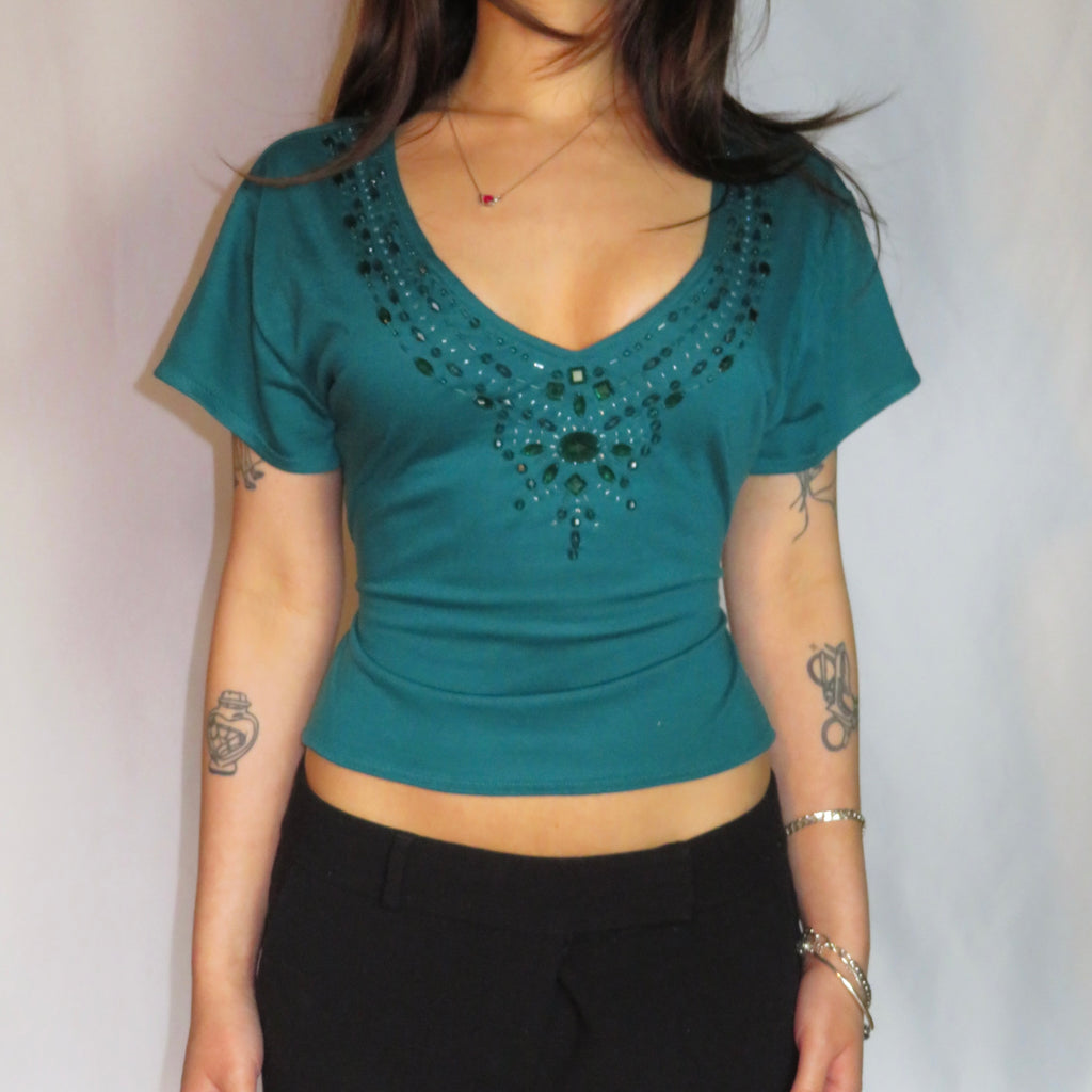 Beaded Tie-Back Top