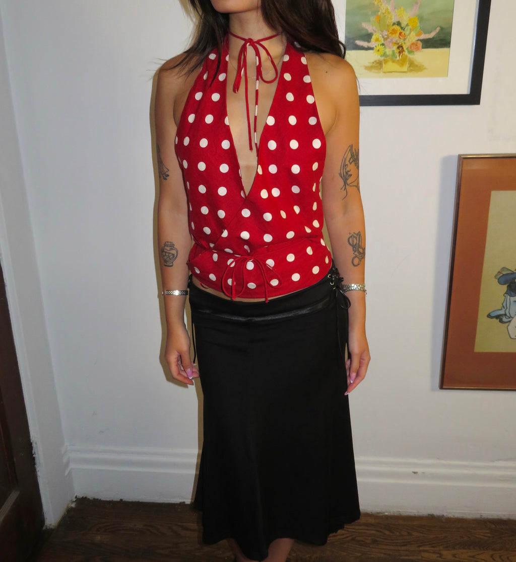 Maya Polka Dot Tie Halter Top