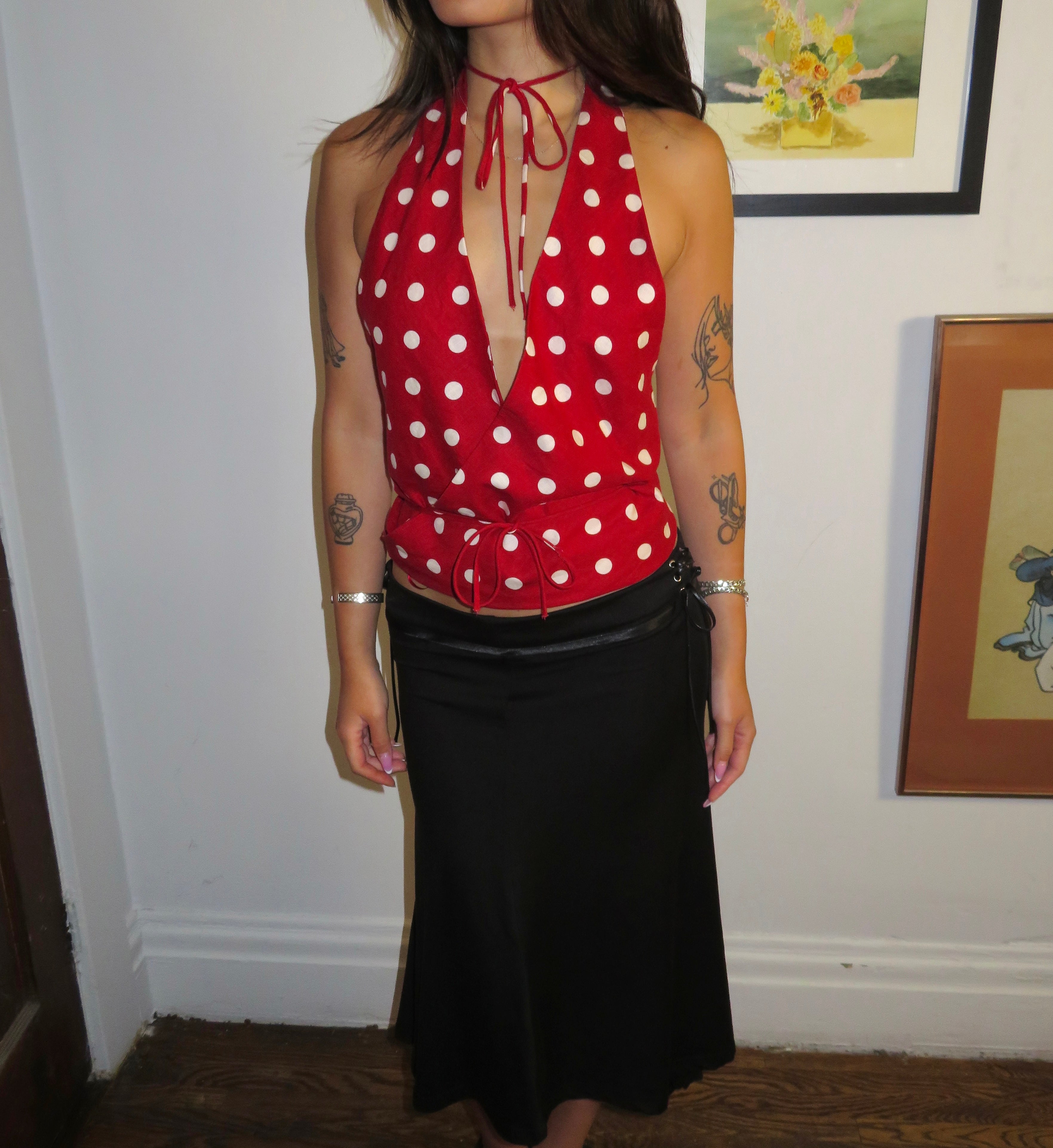 Maya Polka Dot Tie Halter Top