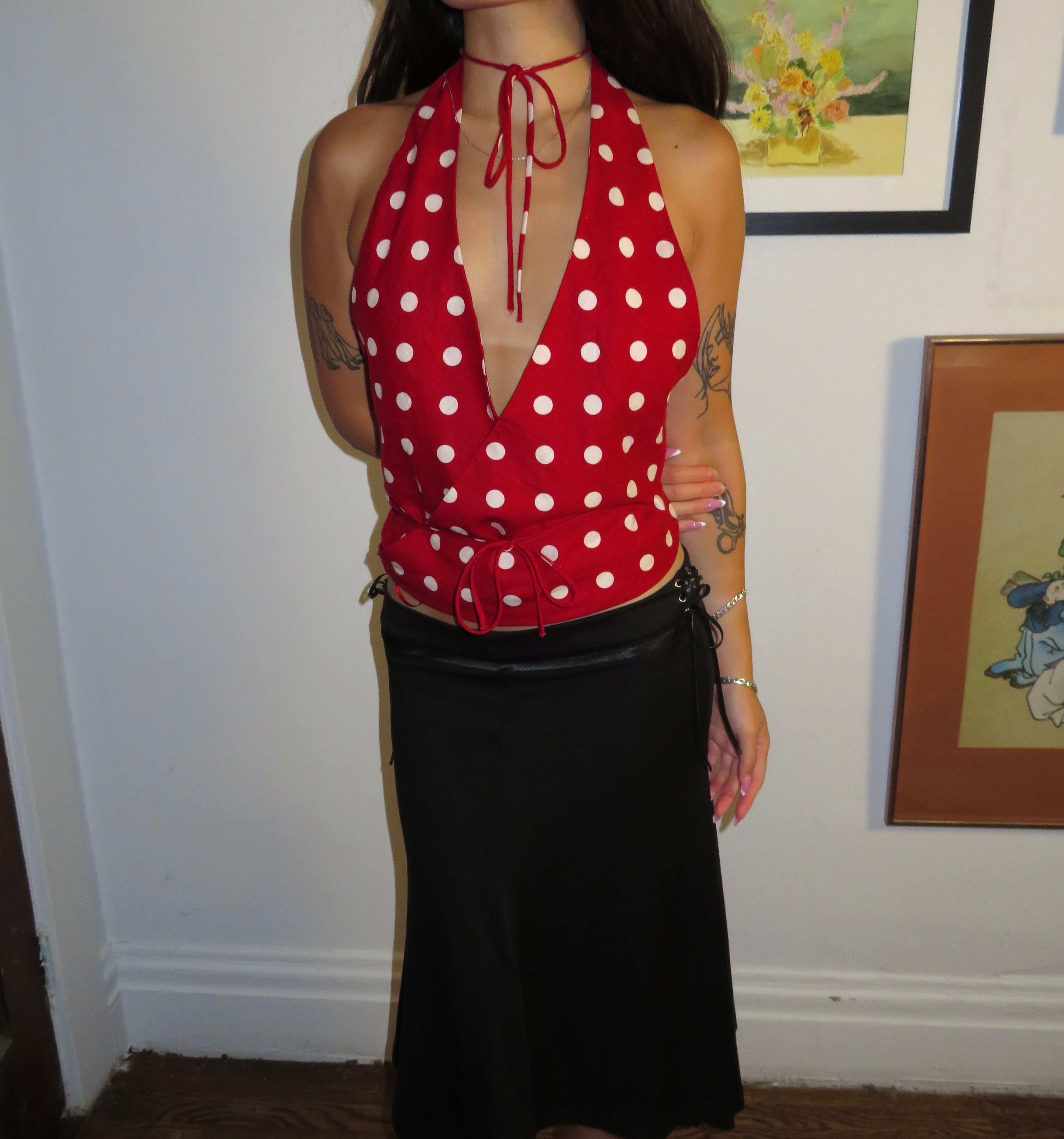 Maya Polka Dot Tie Halter Top